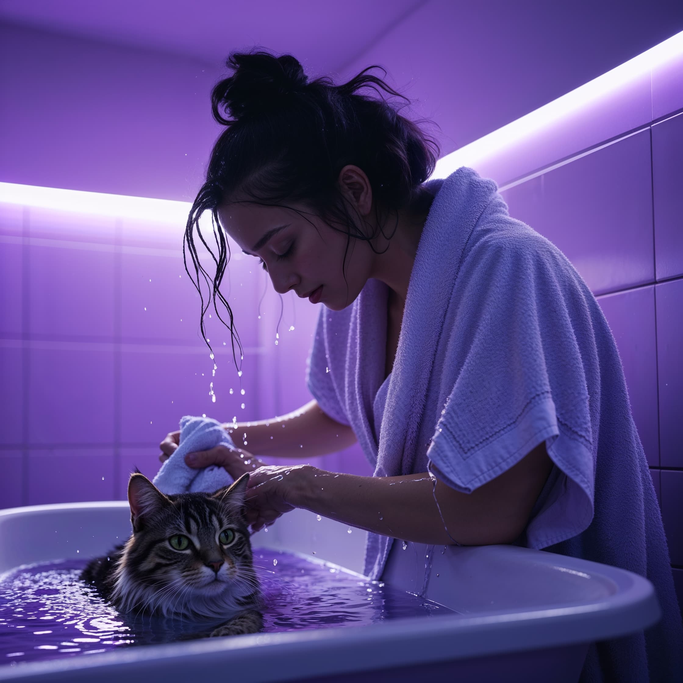 Cat bathing